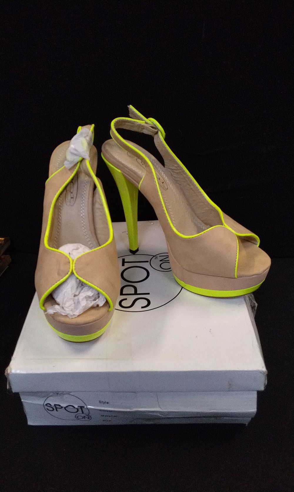 Lot 765: Pair of Spot On Sling Back Platform Stilletto