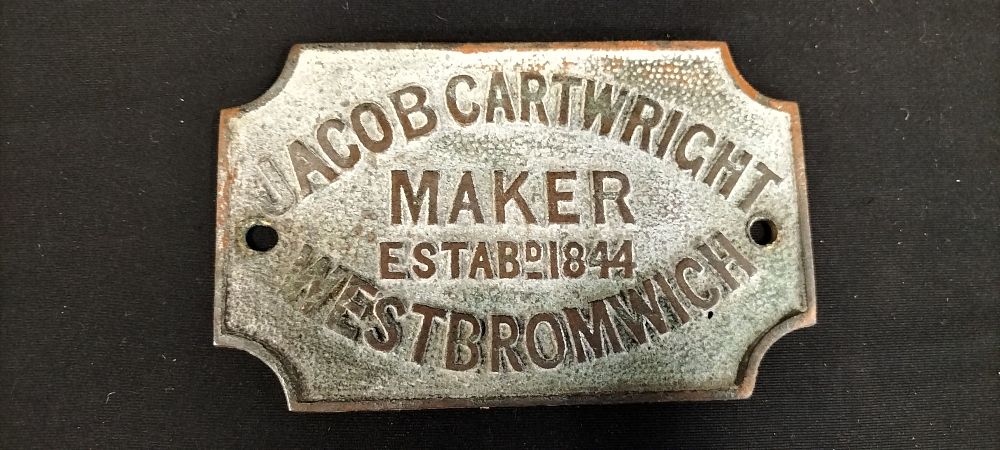 Lot 200: Jacob Cartwright Safe Maker Plaque