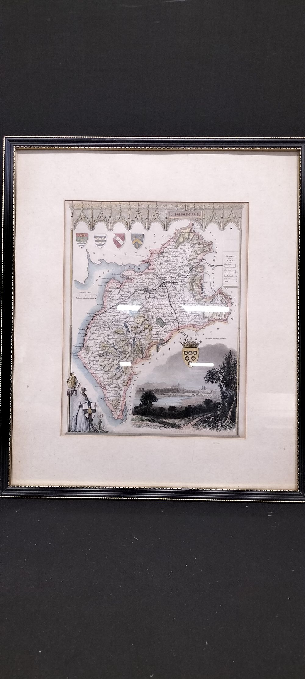 Lot 256: Decorative Print County Map of Cumberland by Thomas Moule 1830 Framed