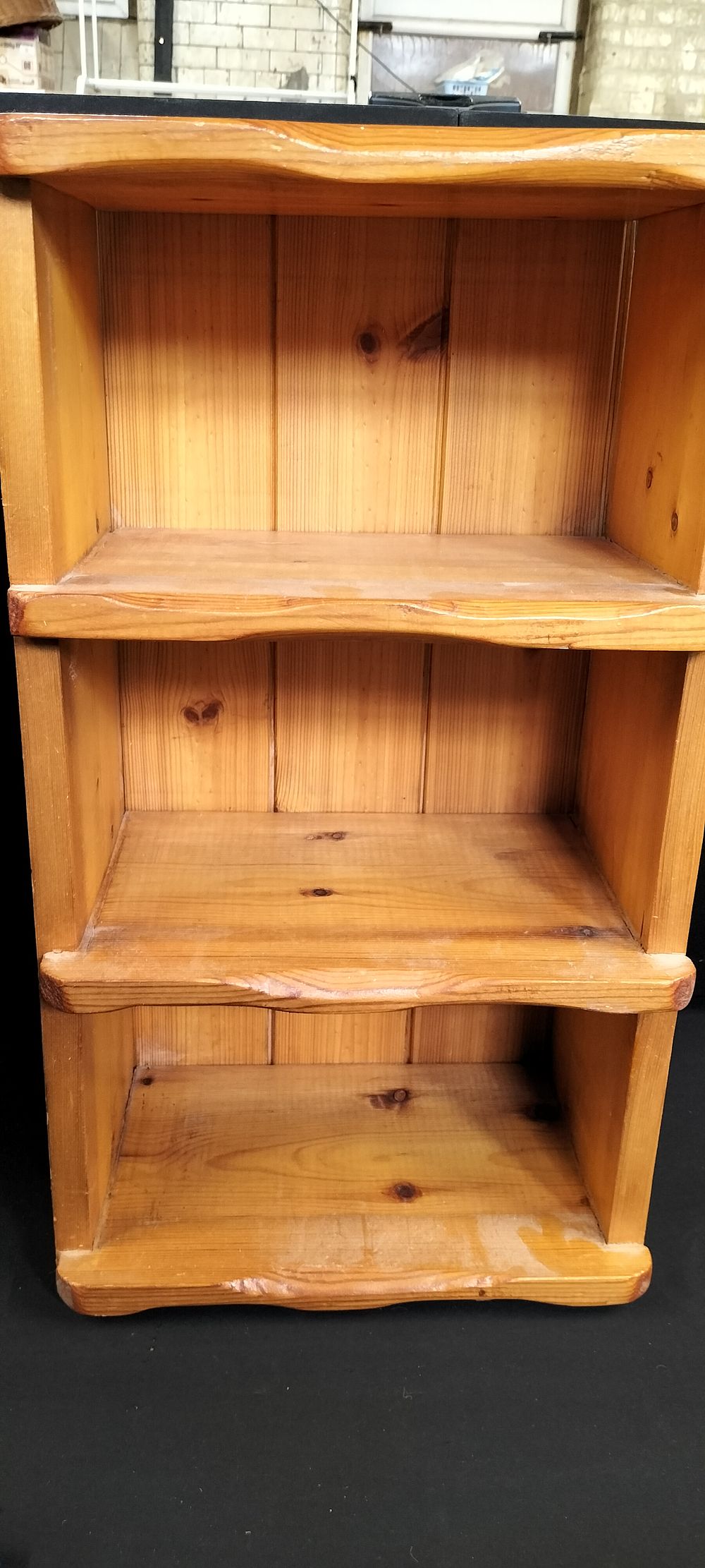 Lot 282: Small Pine Three Shelf Wooden Shelving Unit