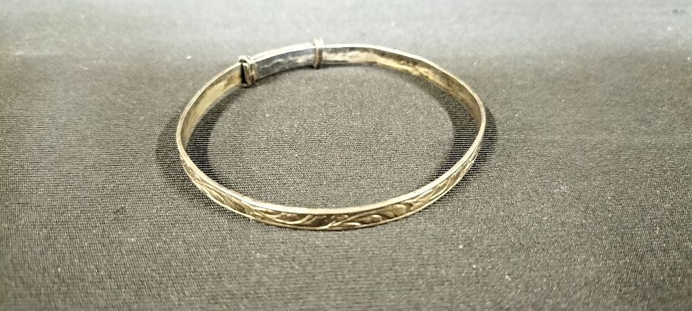 Lot 283: Baby or Christening Bracelet Stamped Silver