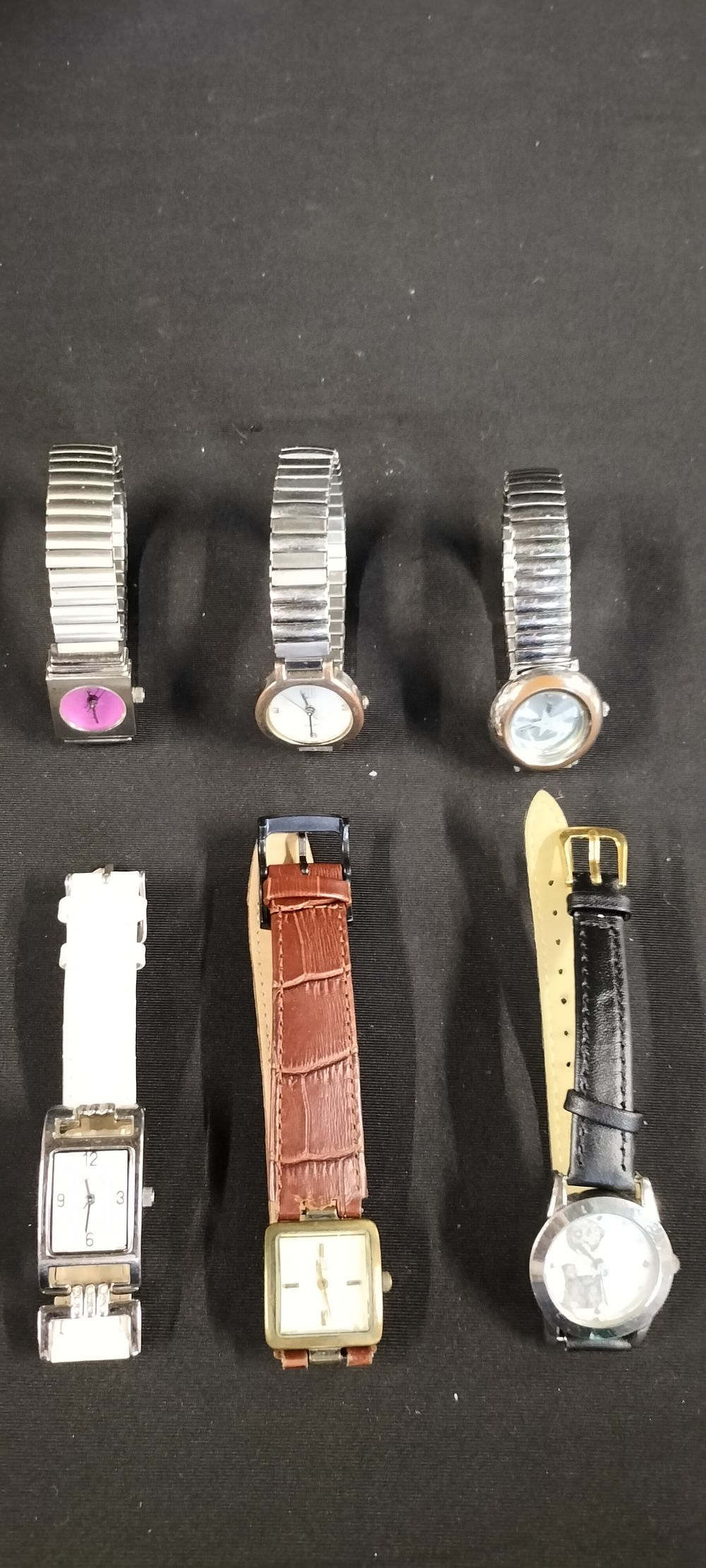 Lot 303: Six Ladies/Girls Watches, Three Metal Brackets Type and Three Leather Straps