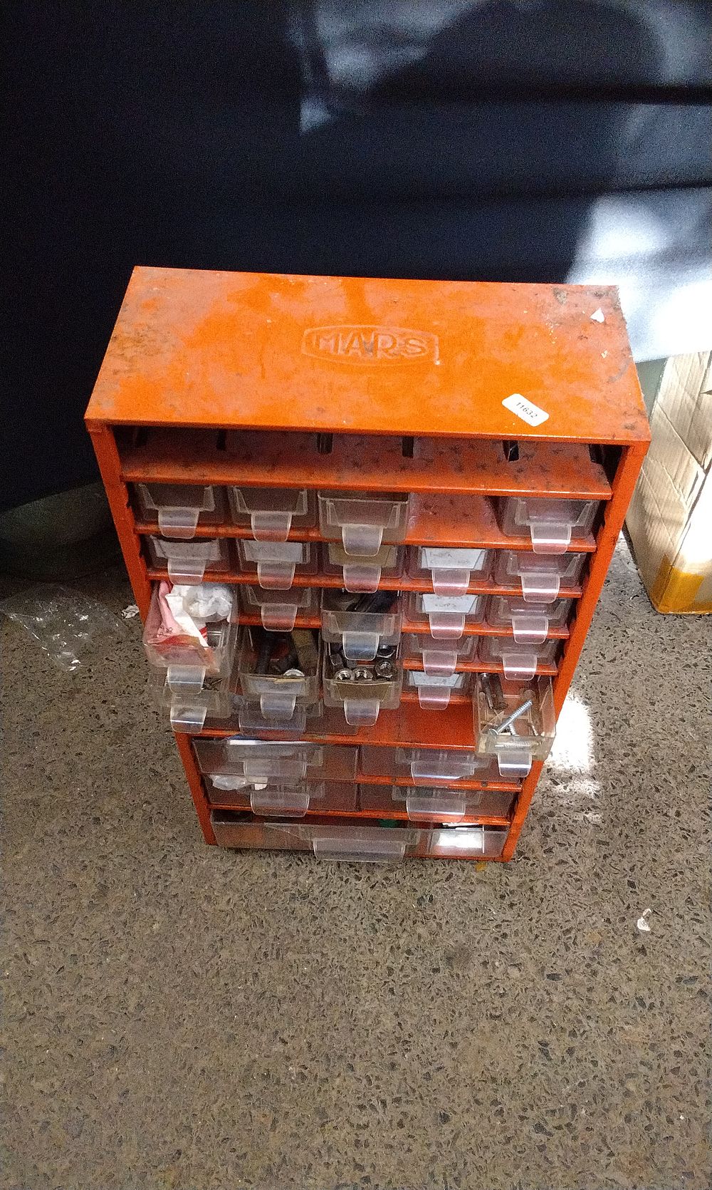 Lot 321: Orange Mars Multi Drawer. Hardware Set Containing