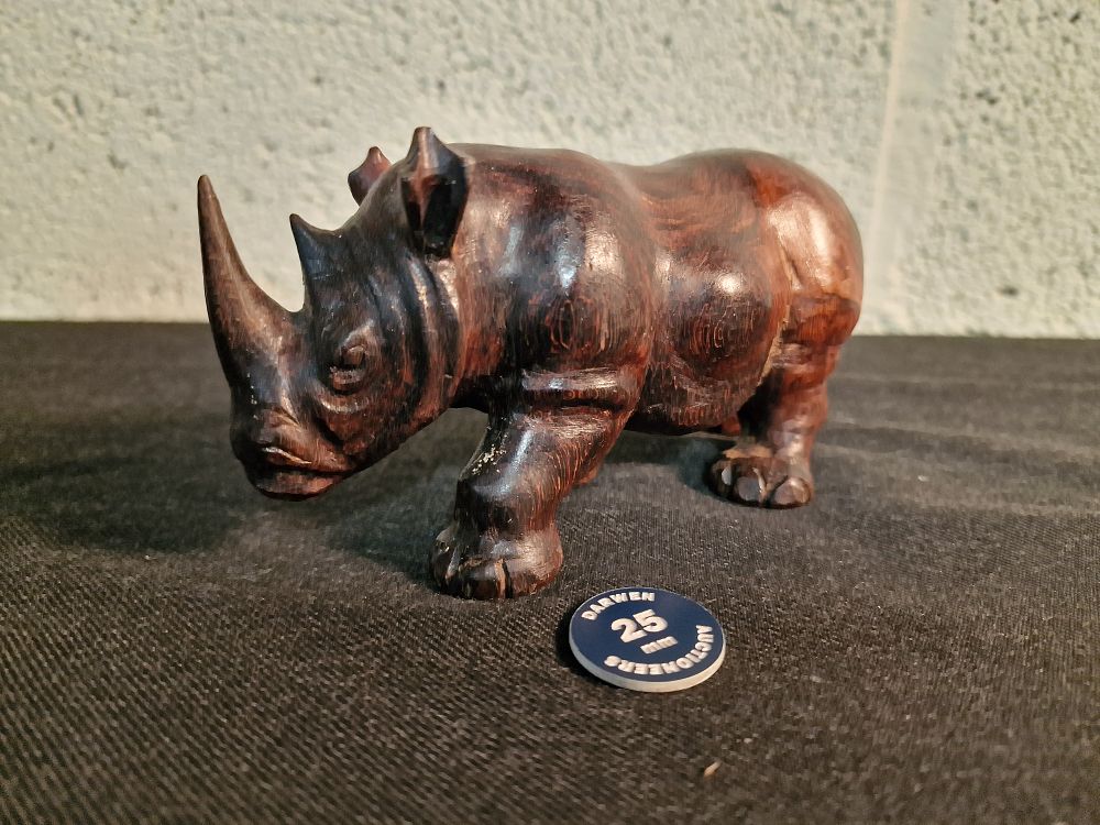 Lot 403: Wooden Rhino Figure