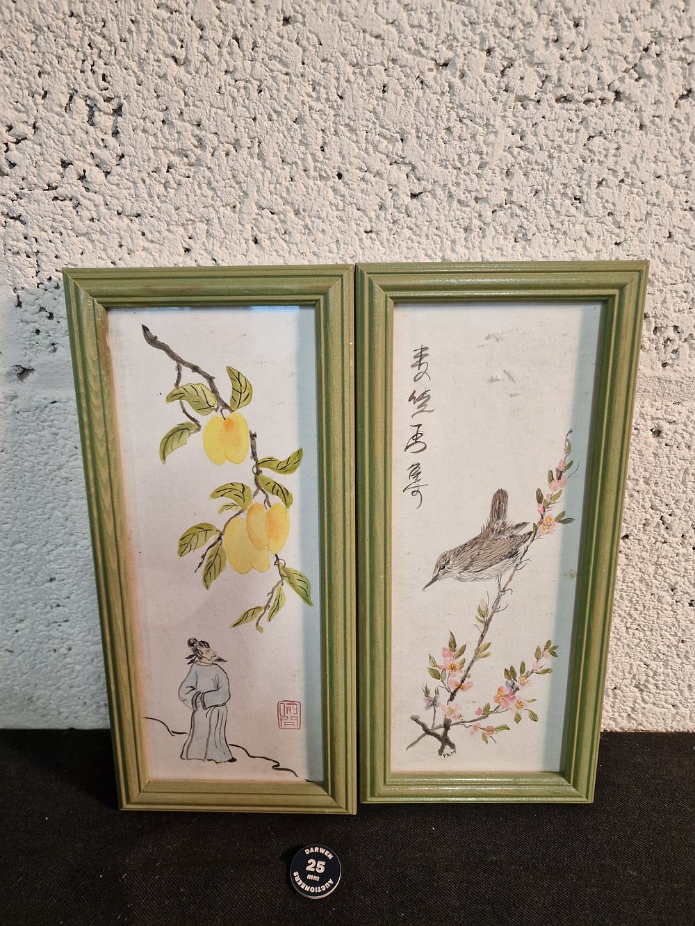 Lot 407: Pair of Vintage Oriental Framed Original Watercolour Paintings