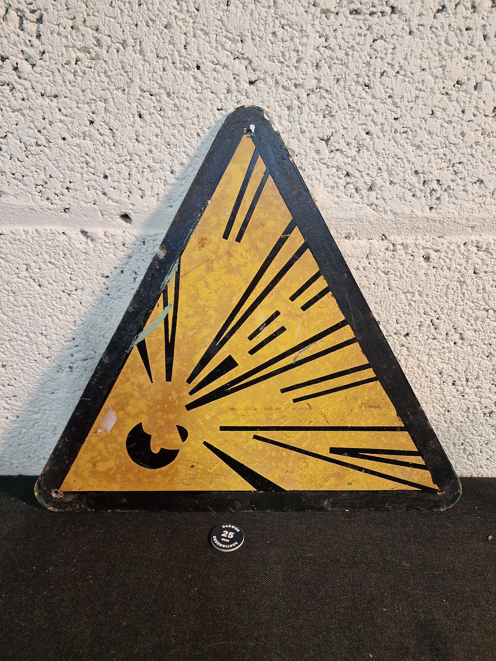 Lot 409: Vintage Metal Warning Explosives Sign