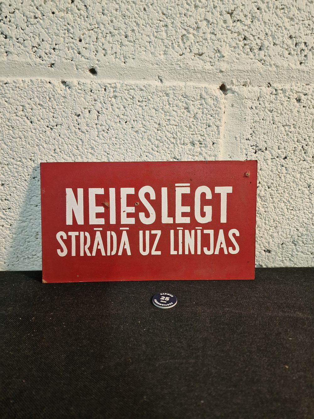 Lot 410: Vintage Latvian Warning Sign