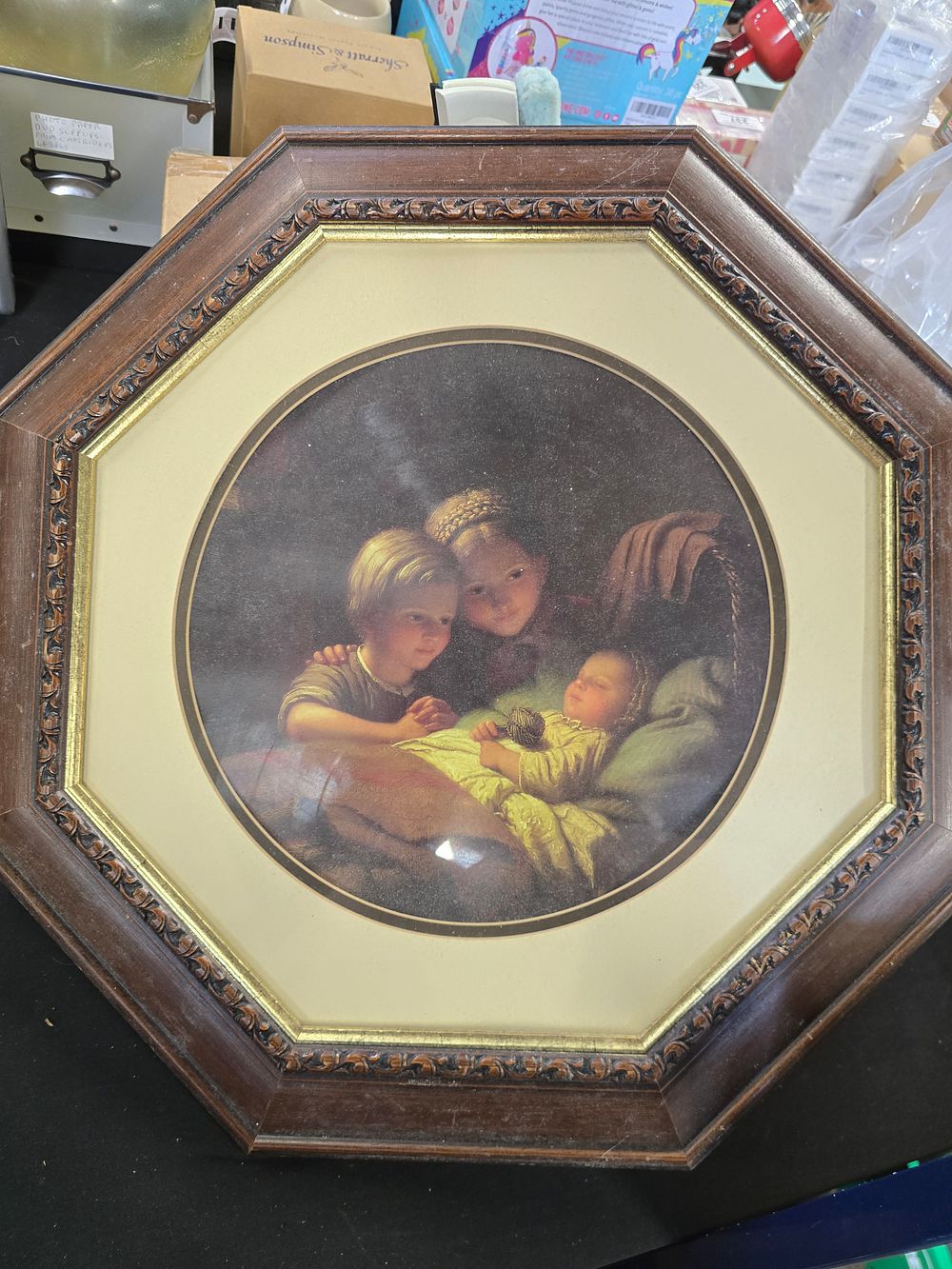 Lot 374: Octagonal picture of "the new sibling"