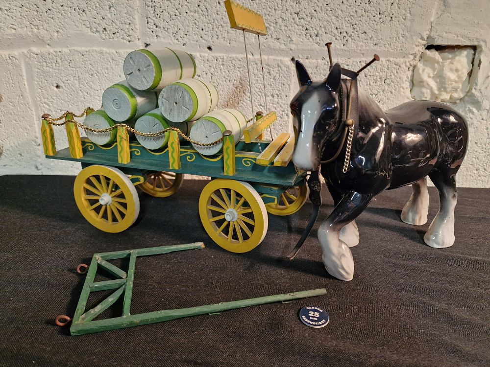Lot 424: Vintage Shire Horse and Dray Cart