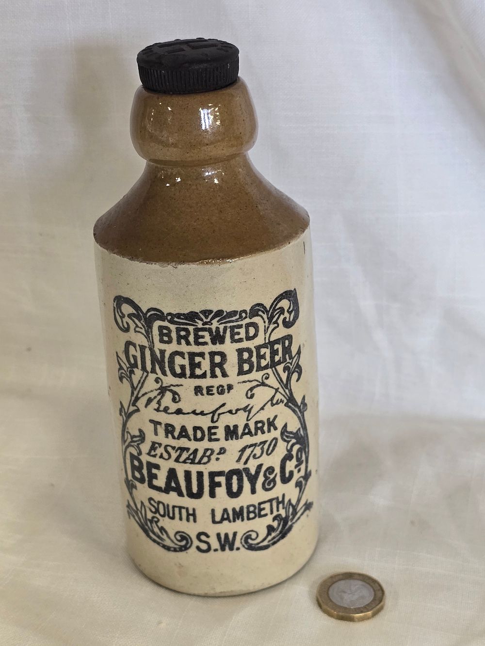 Lot 457: Vintage Beaufoy & Co ginger beer stoneware bottle