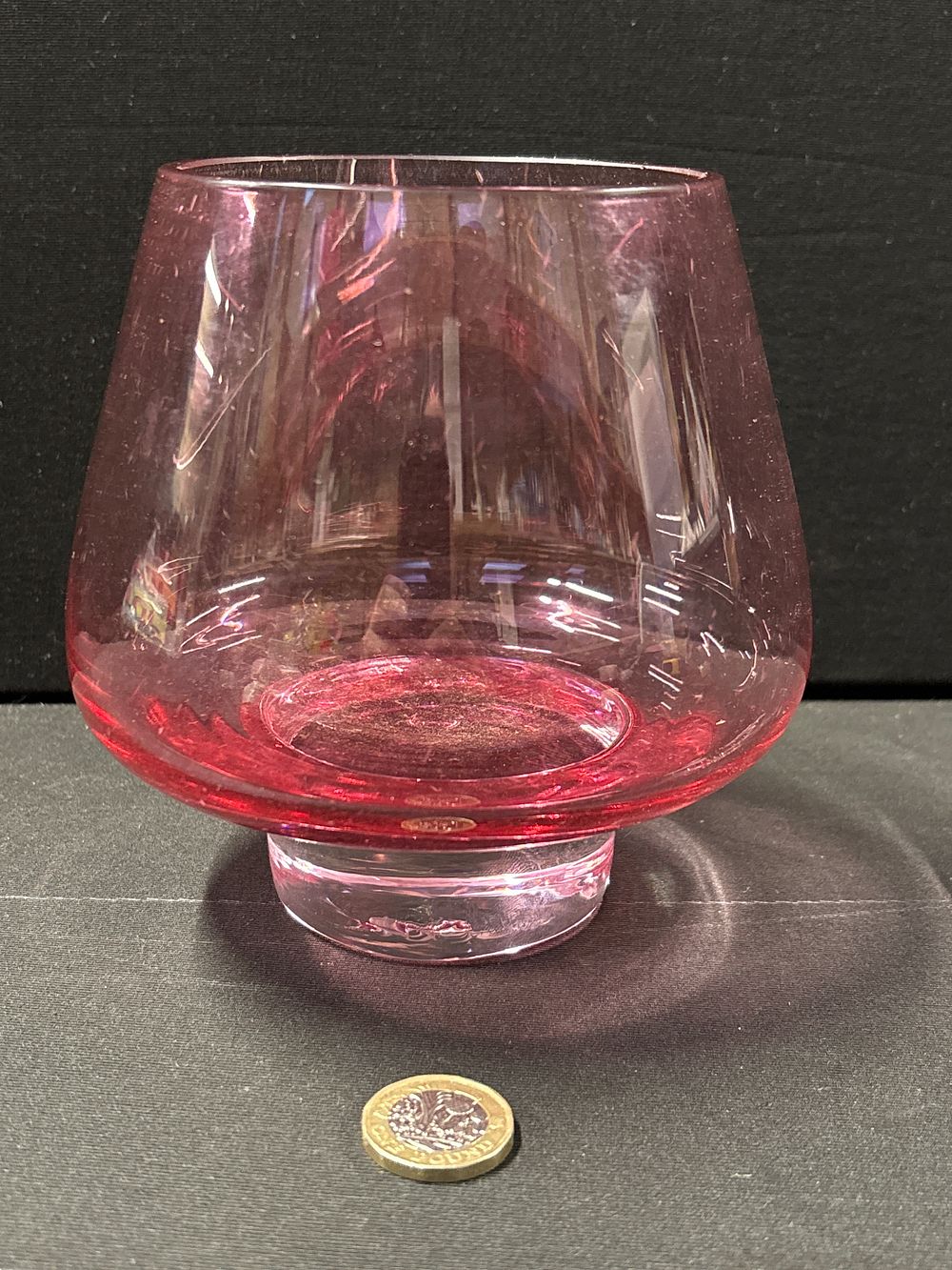 Lot 456: Large Scandinavian pink glass vase
