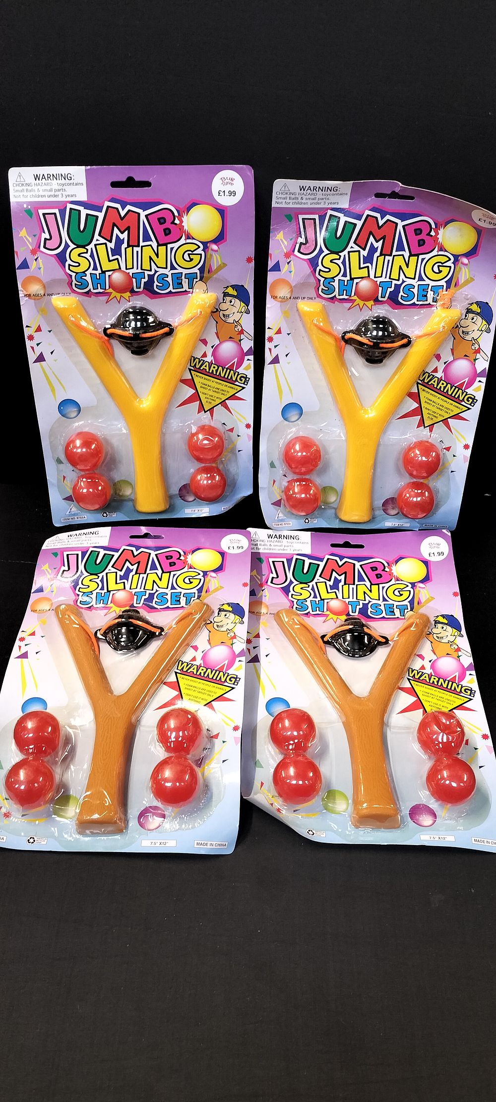 Lot 473: Four Jumbo Sling Shot Sets for Children