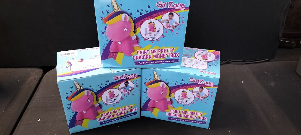 Lot 493: GirlZone Paint Me Pretty Unicorn Money Box Kits