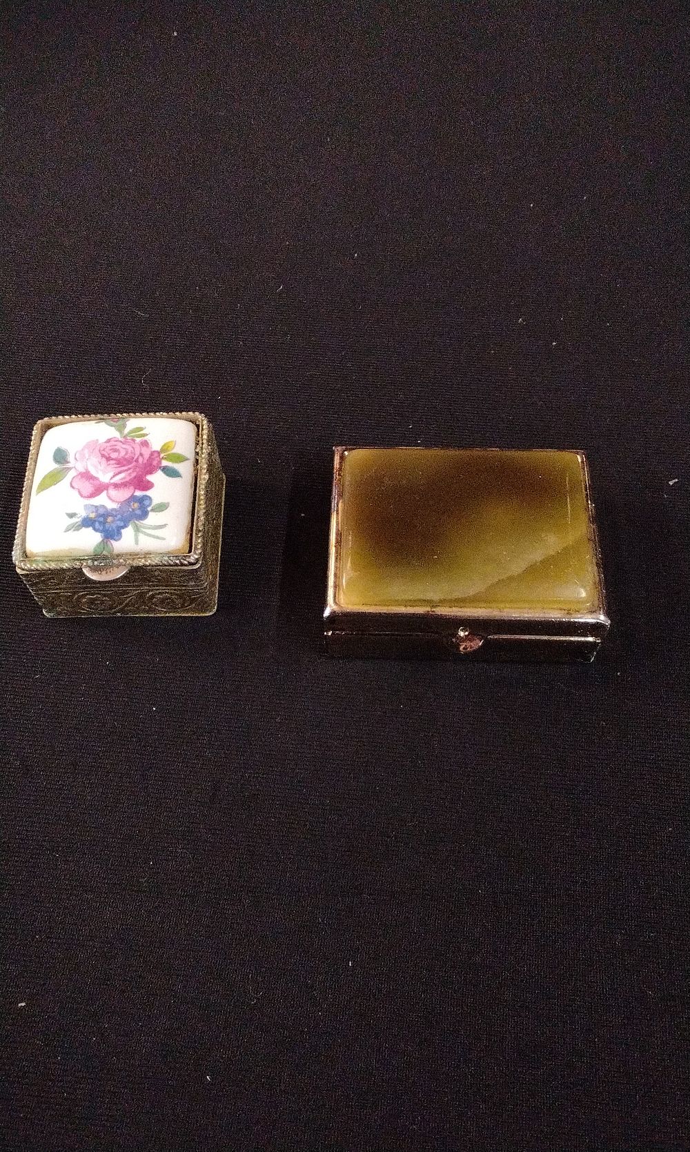 Lot 325: A Pair of Small Metal Boxes with Decorative Lids