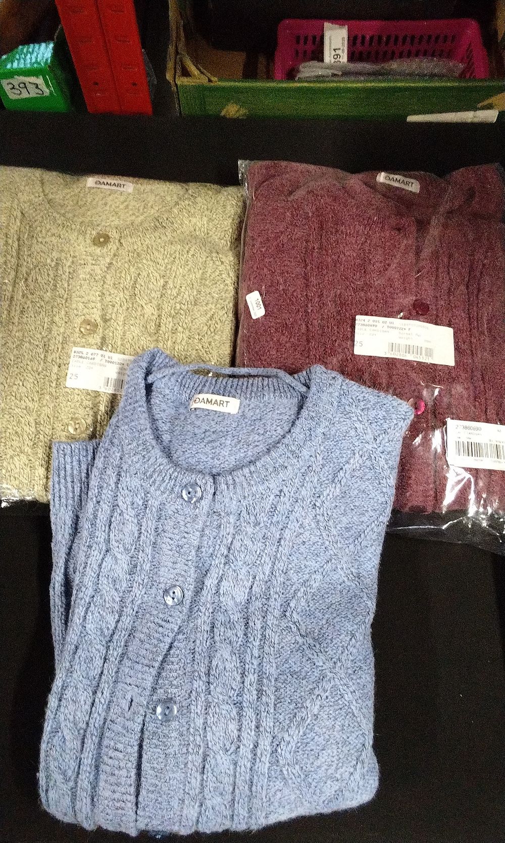 Lot 378: 3 x Damart Cream Marl Cable Knit Cardigan, Size 22+