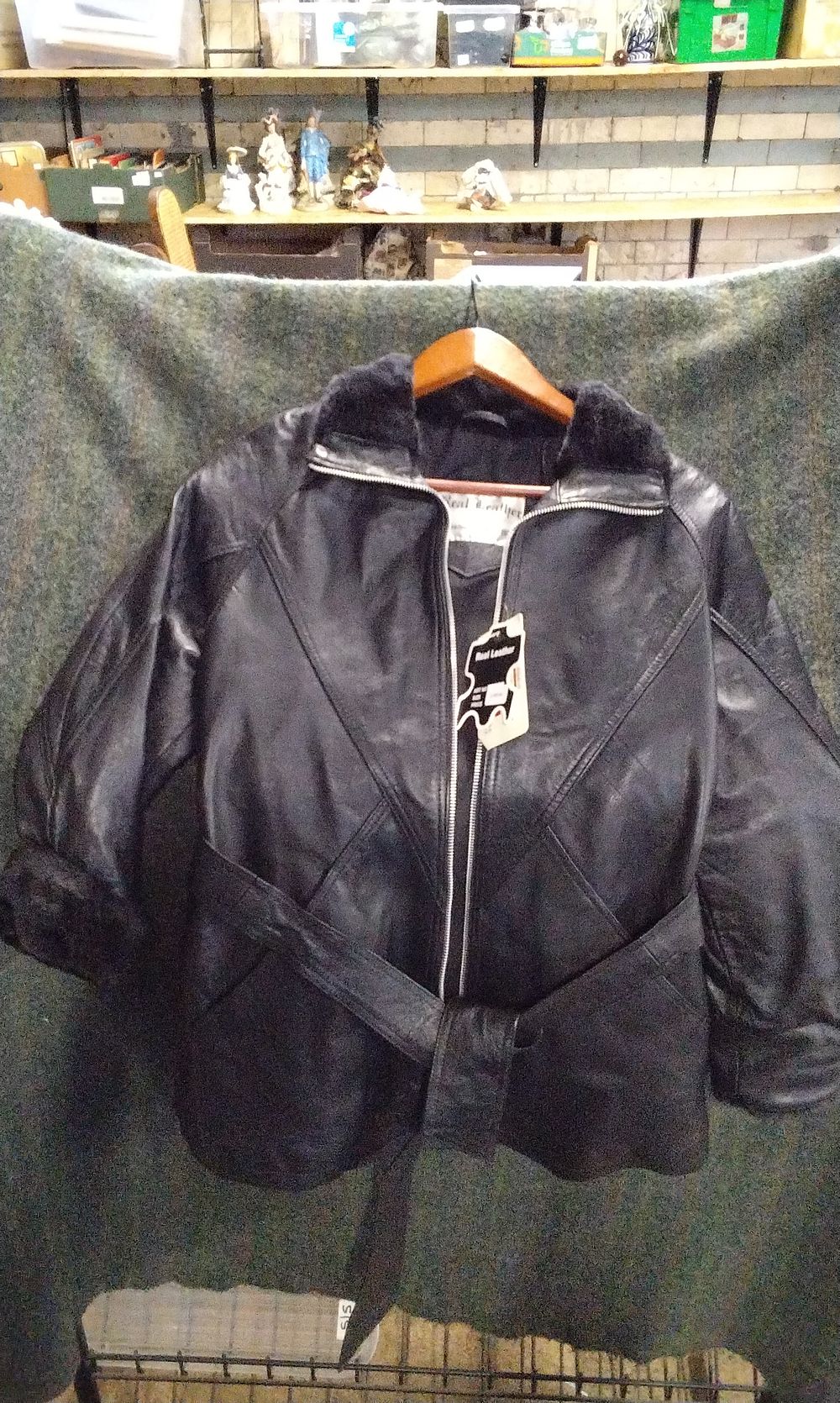 Lot 384: Wilsons Leather Black Belted Fur-Trimmed Jacket