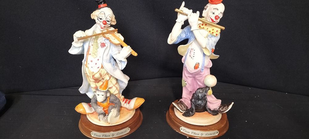 Lot 273: A Pair of Leonardo Collection Circus Clowns with Seal and Monkey