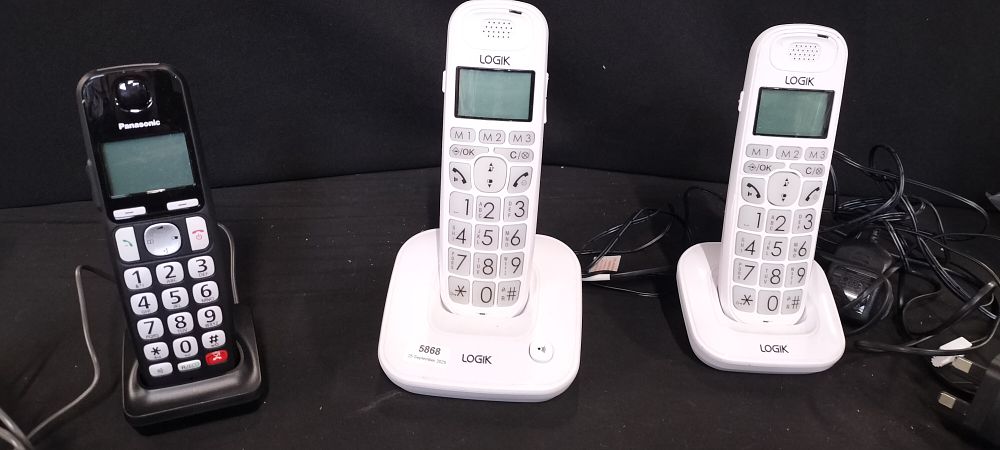 Lot 299: Two Logik L20DBIG10 Cordless Phones with Charging Bases