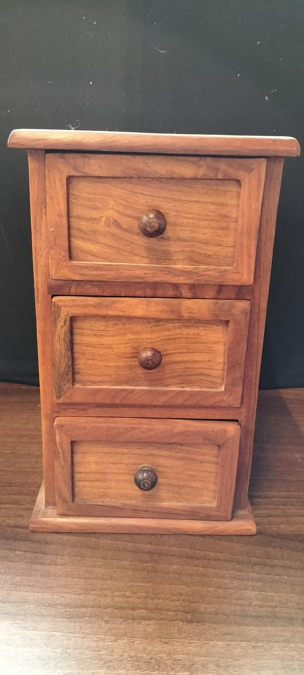 Lot 150: Indian Carved Wooden Miniature Chest of Drawers
