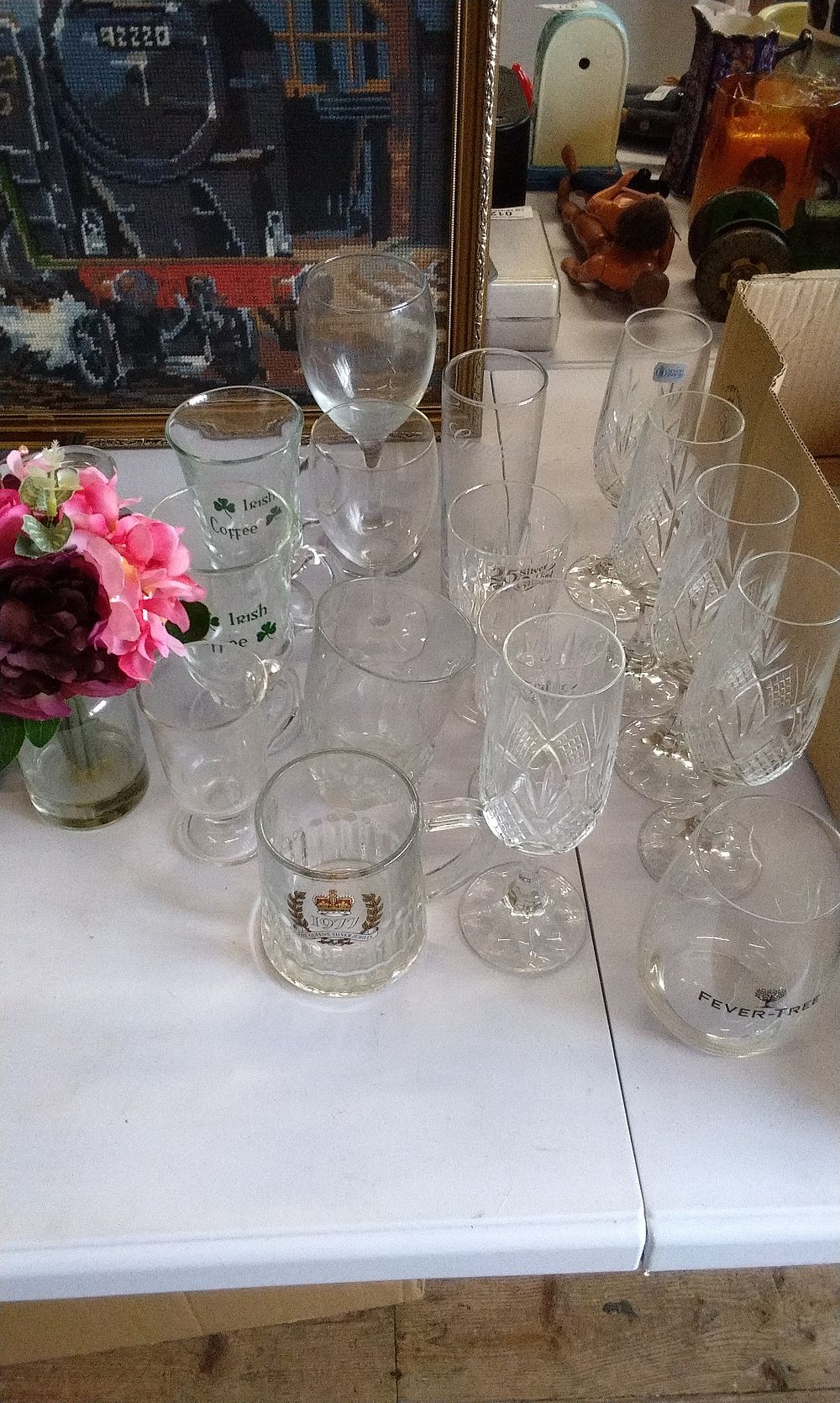 Lot 158: An Assortment of Clear Glass Drinking Vessels