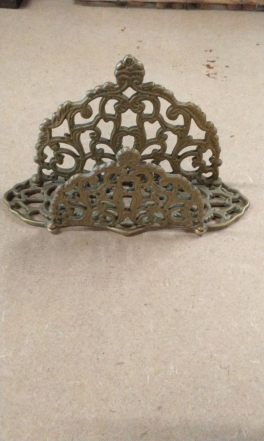 Lot 180: Ornate Antique Brass Letter Napkin Holder