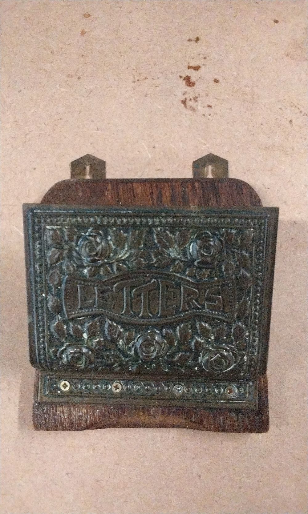 Lot 181: Antique English Wooden and Metallic Letter Holder