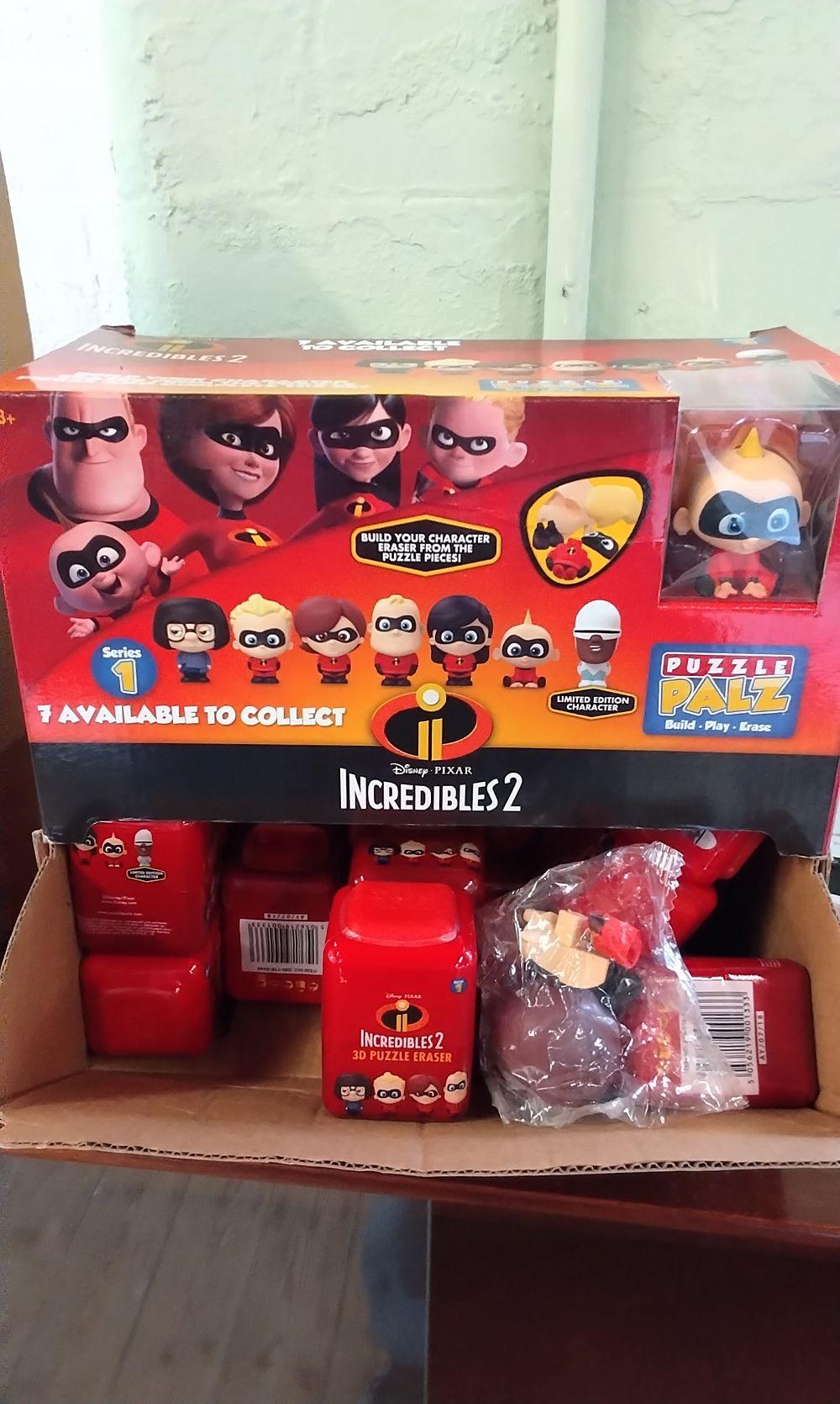 Lot 184: SAMBRO Disney Pixar Incredibles 2 Puzzle Palz Display Case of 24
