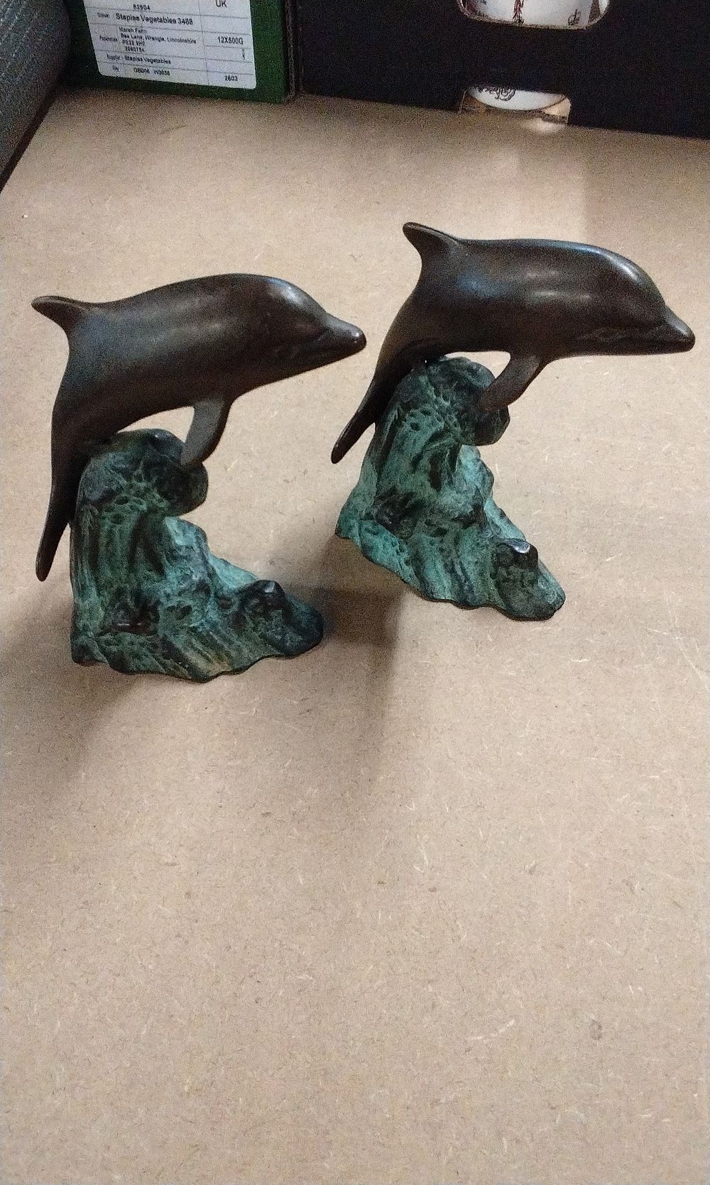 Lot 206: A Pair of  Bronzed Style Dolphin Sculptures