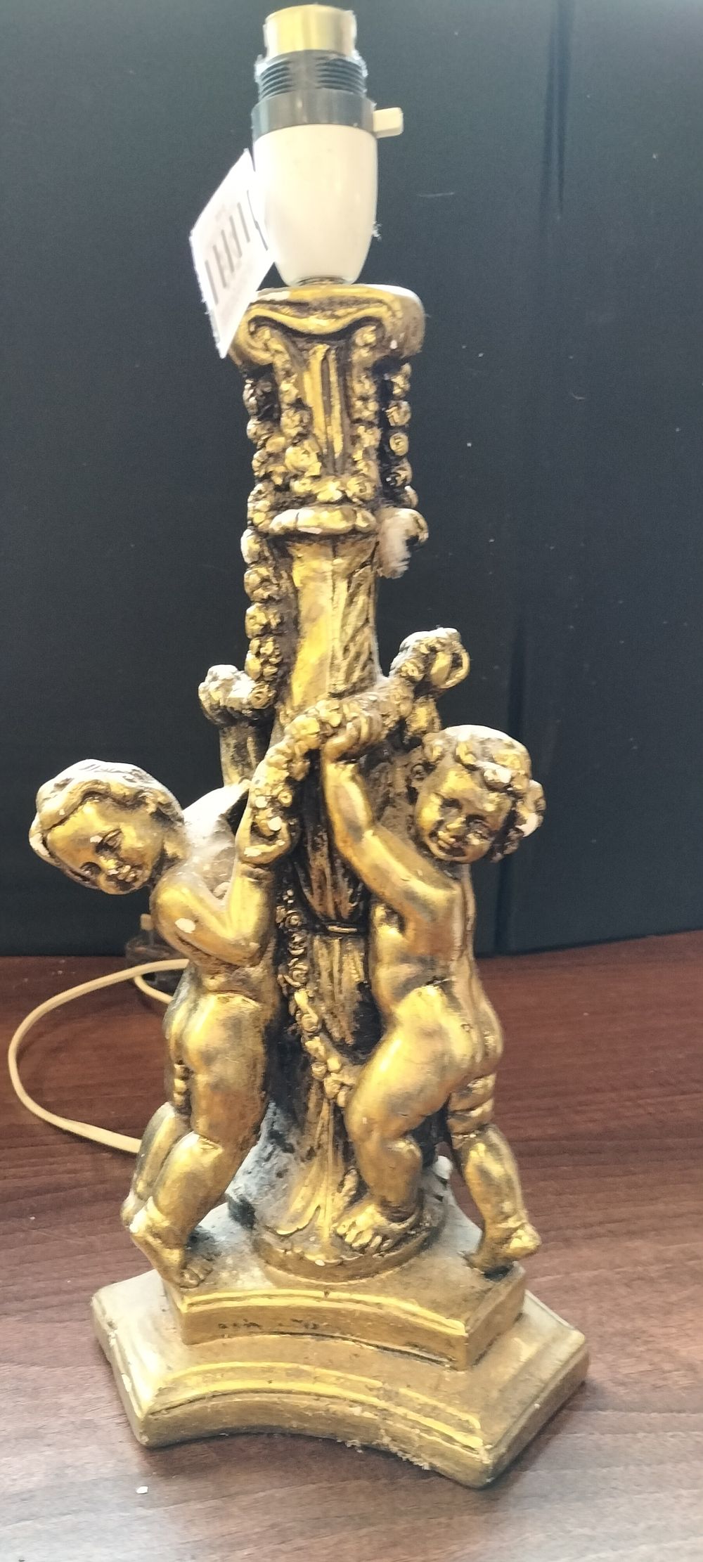 Lot 265: Ornate Gold-Colored Cherub Table Lamp