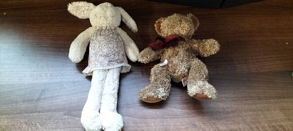 Lot 271: A Russ Berrie Chips Bear and a Next Rabbit Plush Toys