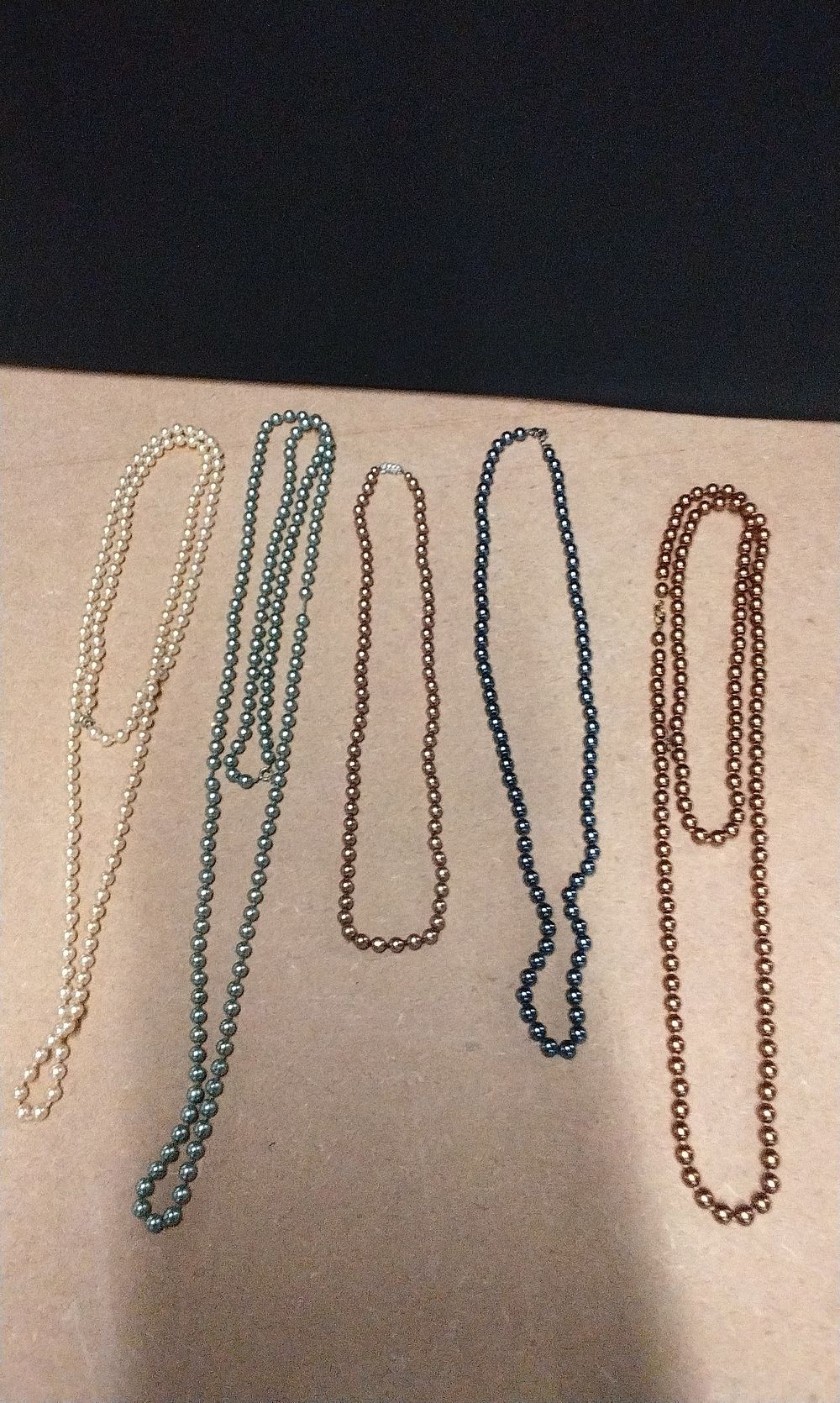 Lot 295: A Group of Five Vintage Imitation Pearl Beaded Necklaces