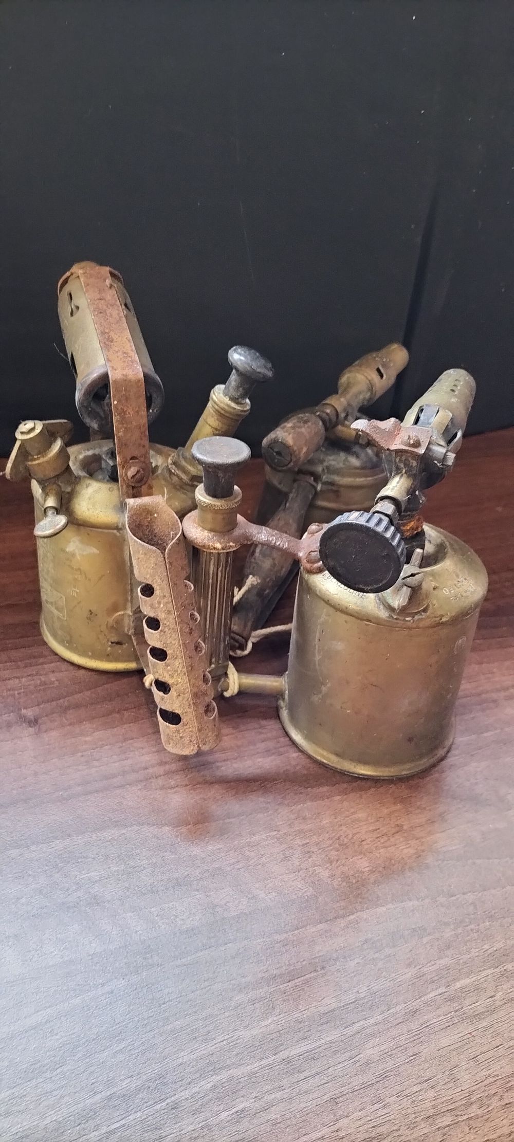 Lot 303: Three Vintage Brass Blow Torches