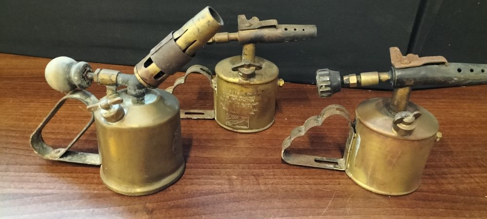 Lot 315: Three Vintage Brass Blow Torches