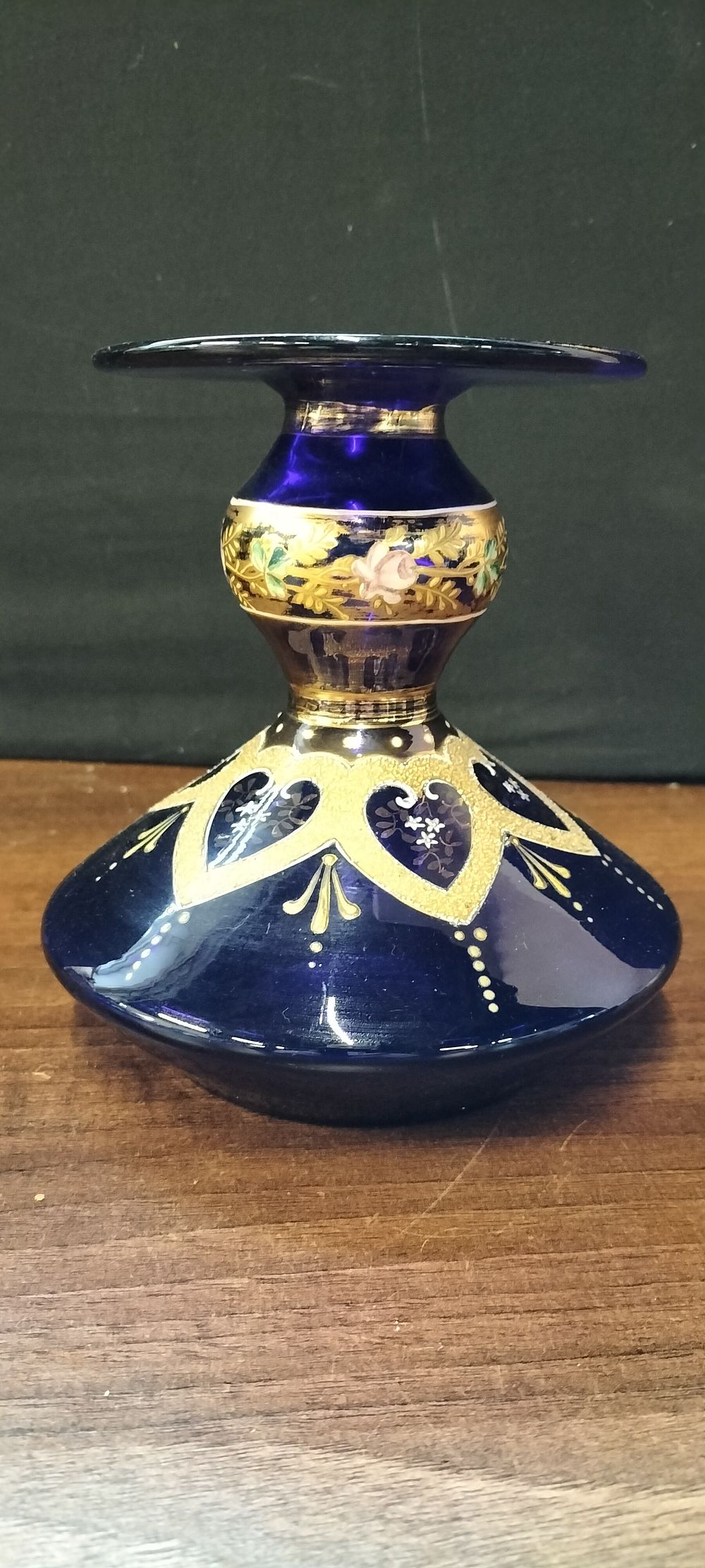 Lot 319: Antique Cobalt Blue Gilded Glass Decorative Object