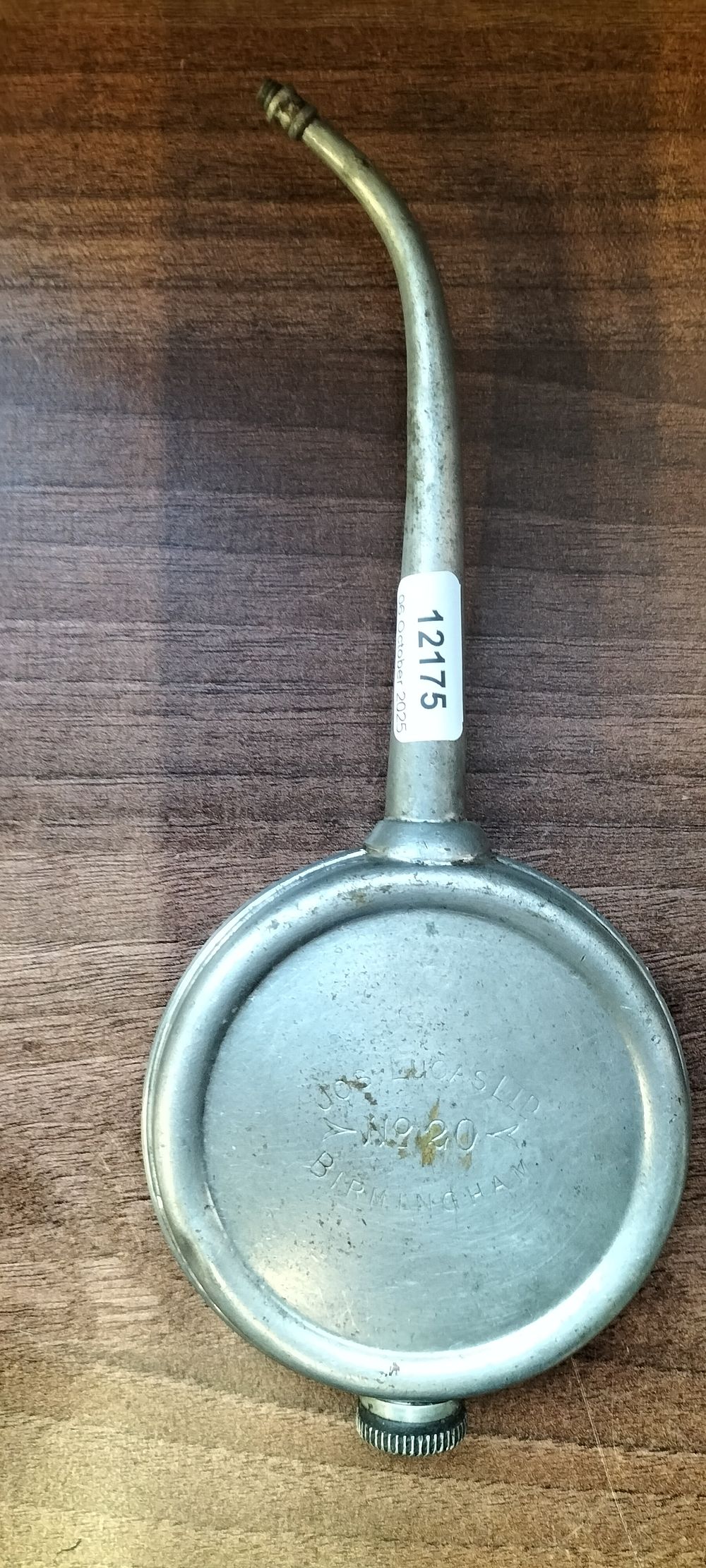Lot 331: A Lucas No 20 Silver/Grey Metallic Oil Can
