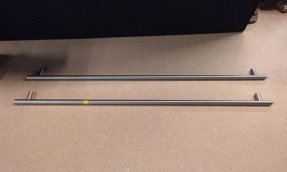 Lot 367: A Pair of Contemporary Brushed Nickel Finished 304 Stainless Steel Bar Handles