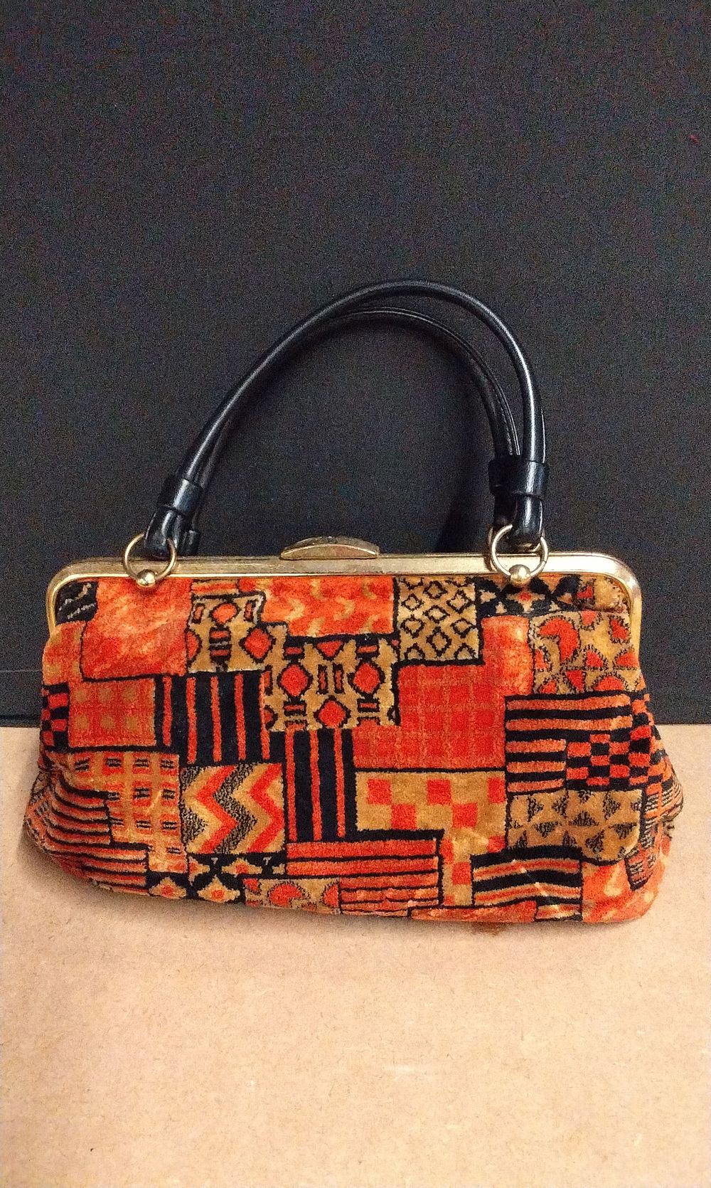 Lot 400: Vintage Top-Handle Handbag with Tapestry-Style Fabric and 'WA' Label