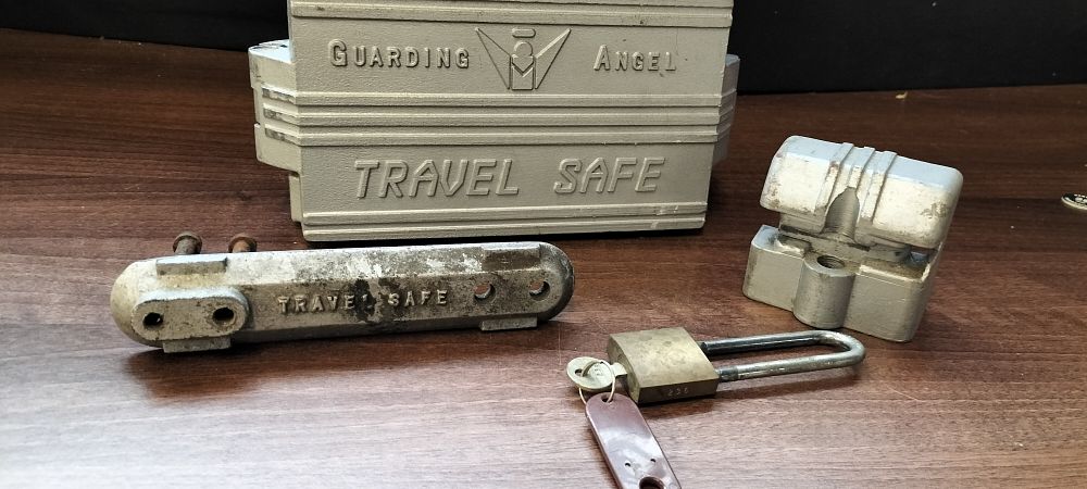 Lot 455: A Guarding Angel Metal Travel Safe Box