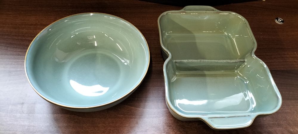 Lot 481: Two Denby Regency Green Stoneware Serving Dishes