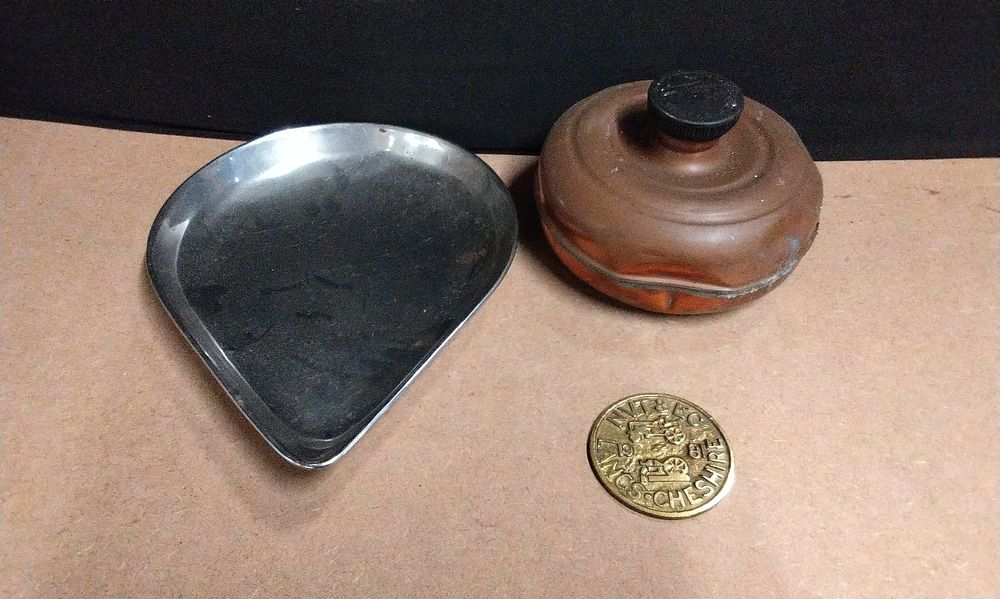 Lot 620: A Collection of Aluminum Dish, Wendy Auto Warmer, and Brass Medallion