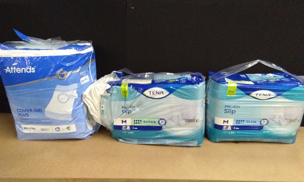 Lot 643: Three Packs of Attends and TENA Incontinence Products