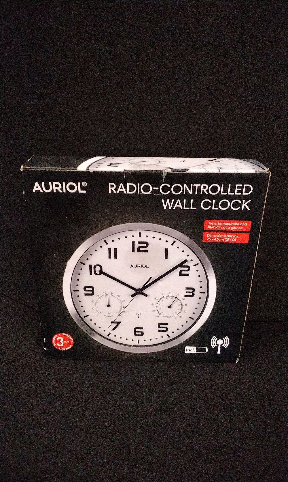 Lot 658: AURIOL Radio-Controlled Wall Clock. New in Box