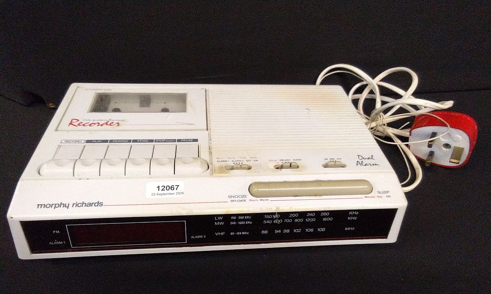 Lot 661: Morphy Richards CR382 Dual Alarm Clock Radio Recorder. Tested for Power