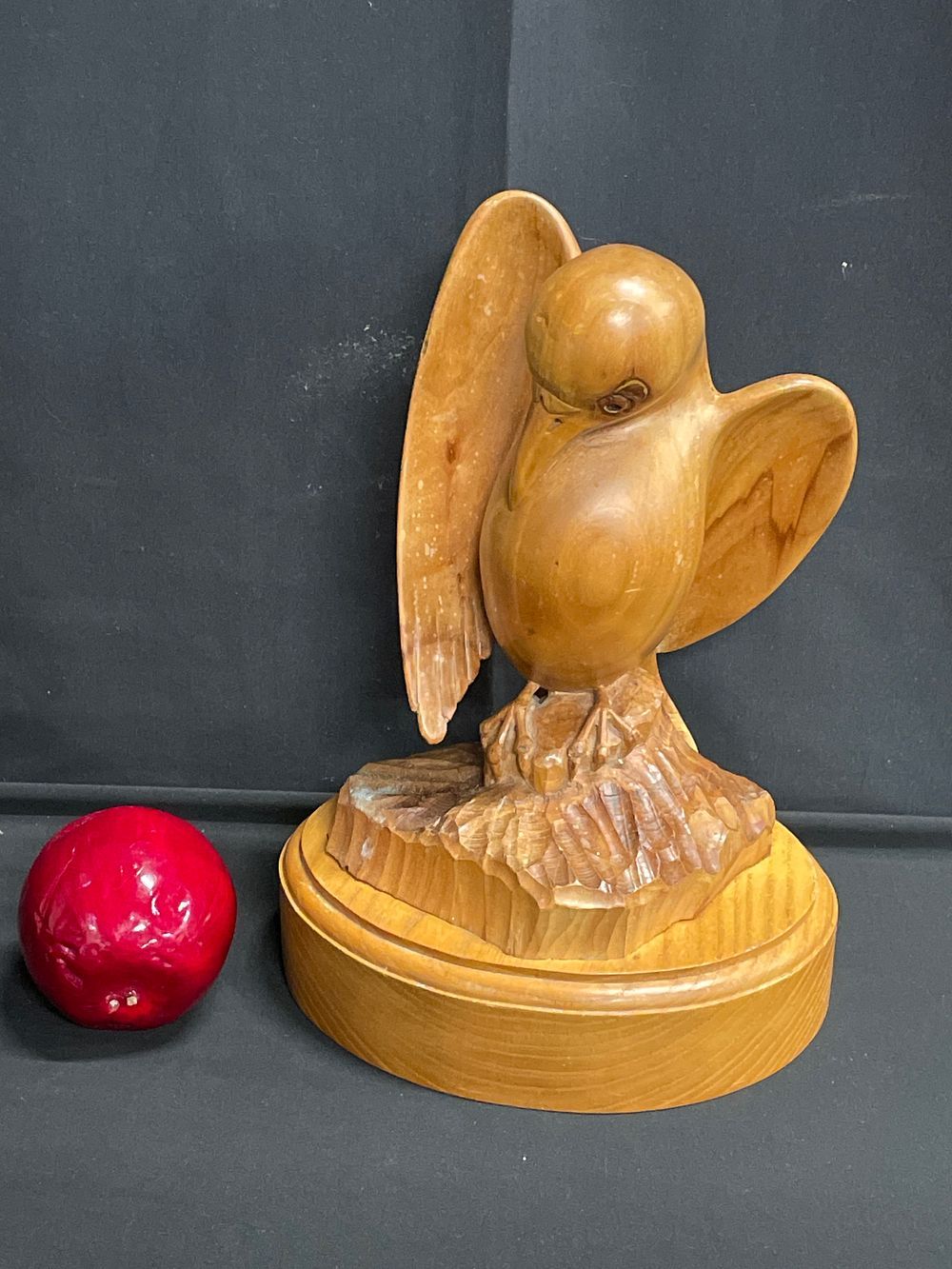 Lot 396: Pine carving of a bird statue