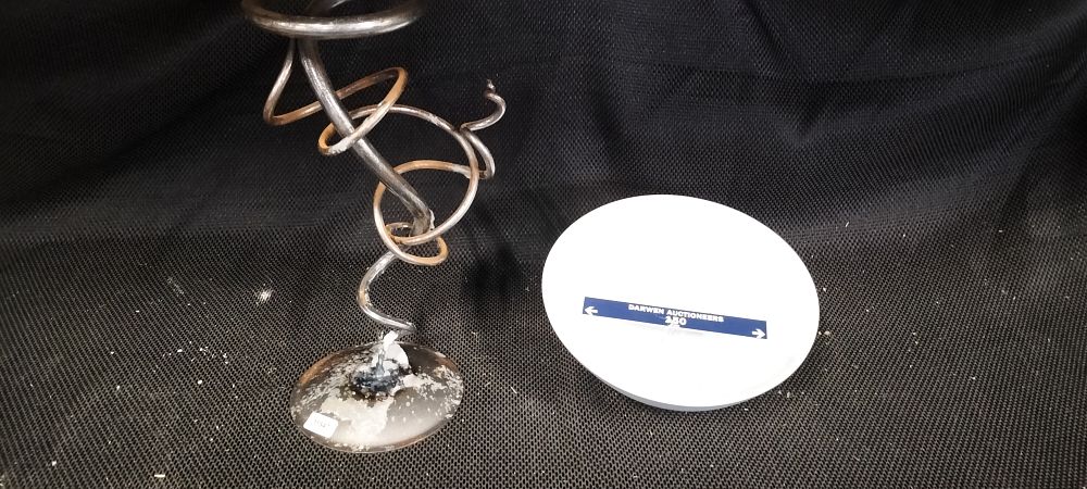 Lot 872: A Metal Candle Holder and an M&S Bowl