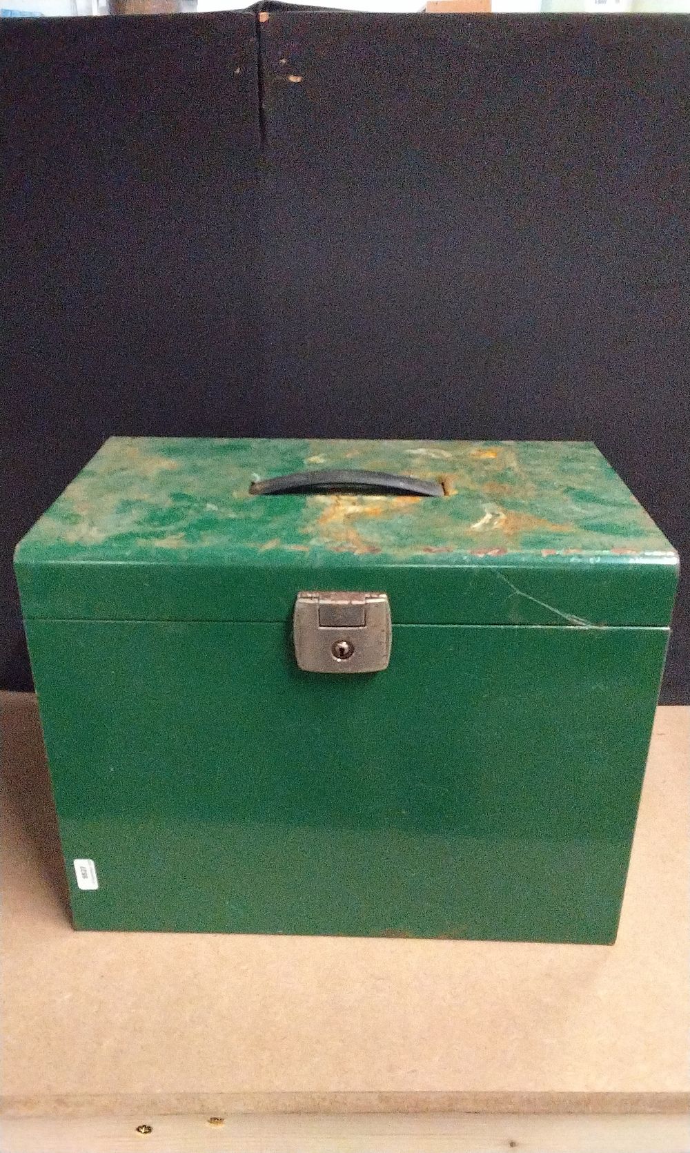 Lot 645: A Dark Green Painted Metal Locking Utility Box. Locked No Key