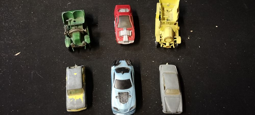 Lot 177: Six Playworn Die-cast Cars Including Lesney and Mattel