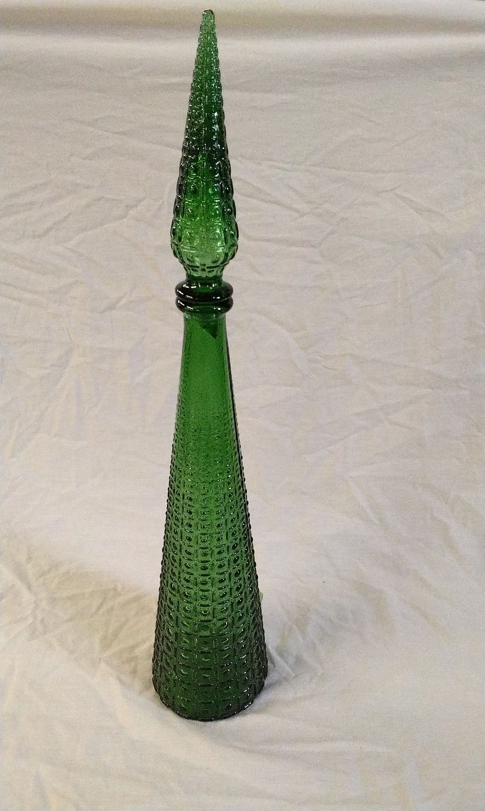Lot 180: Large Italian Empoli Green Glass Genie Bottle