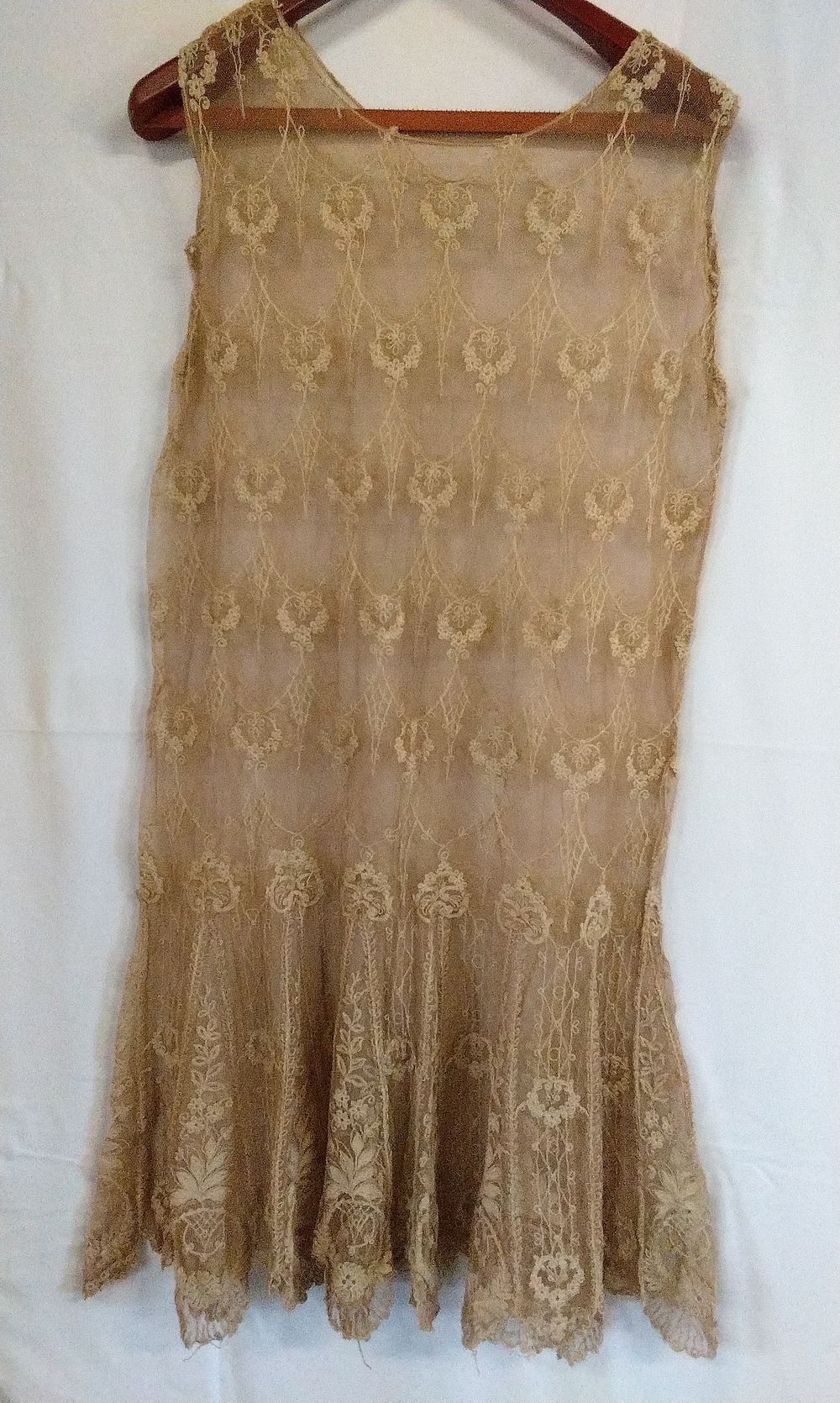 Lot 242: Vintage Hand Made Lace Sleeveless Dress