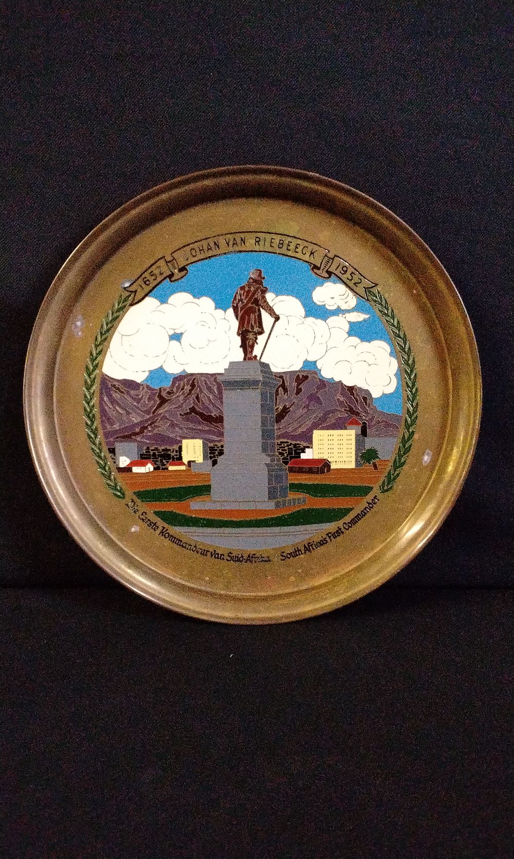 Lot 243: VINTAGE Copper and Enamel Commemorative Wall Plate of Jan Van Riebeek 1652-1952